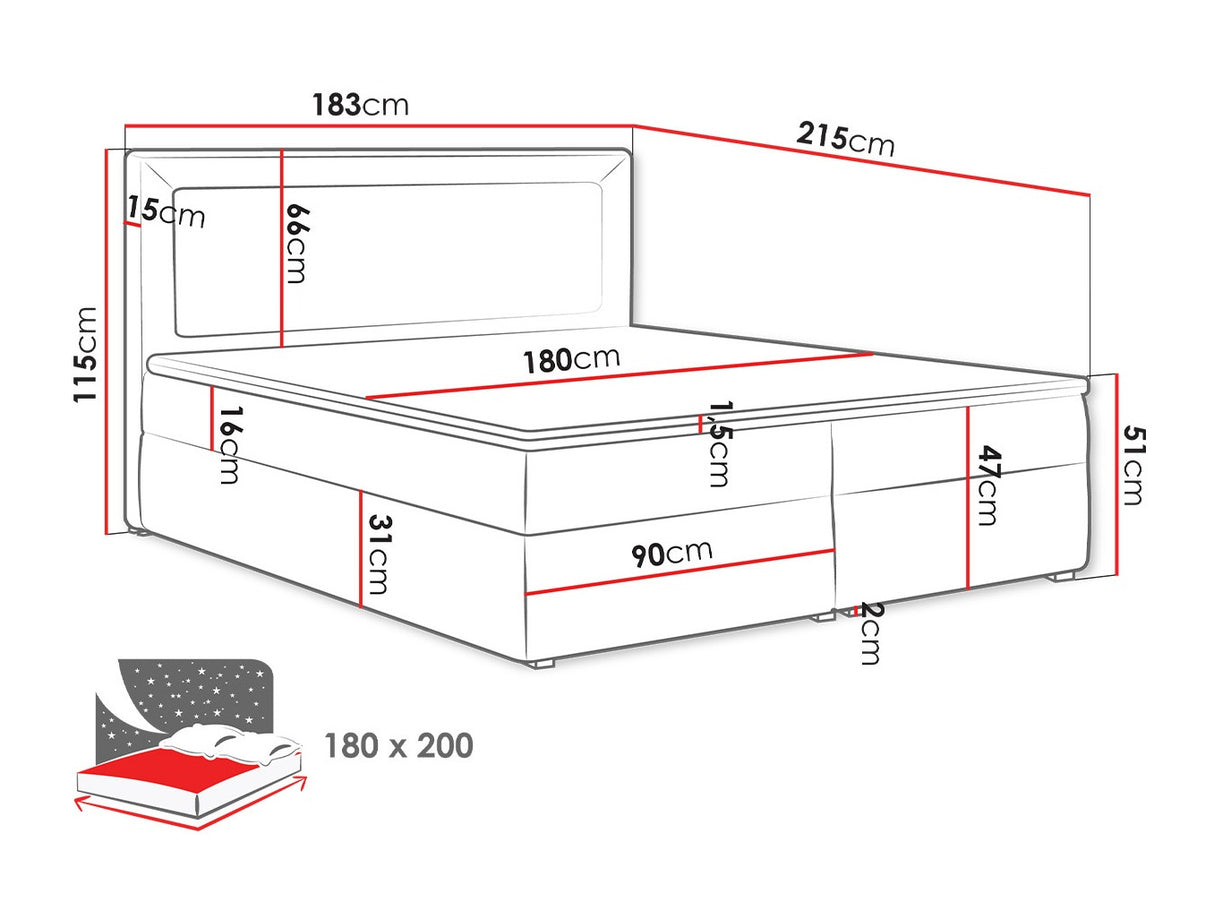 Kontinentális ágy MODEN BOX (Koay Box), Szín: Victoria 14 867, Alvó felület mérete: 180 x 200 cm 4425380