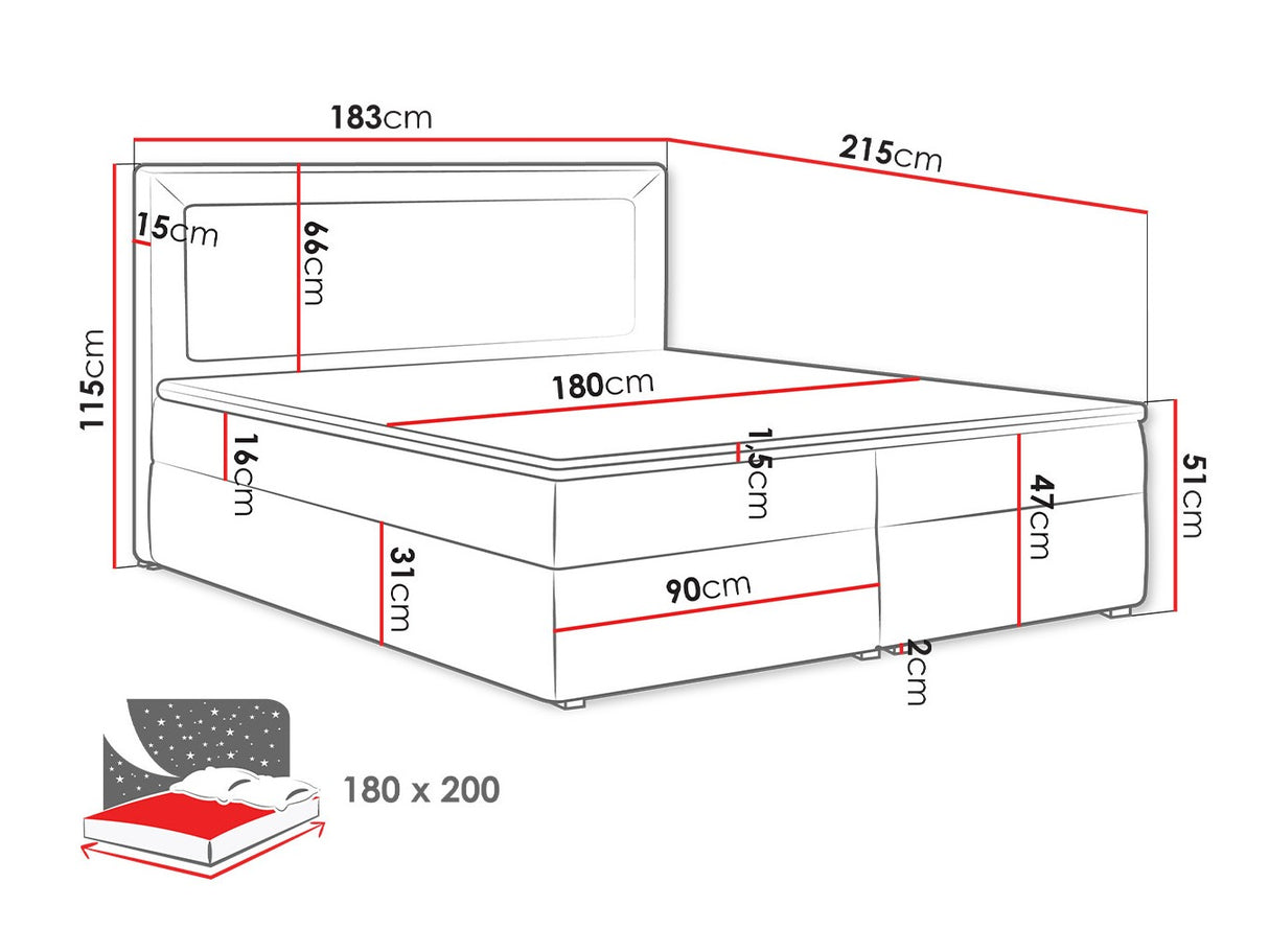 Kontinentális ágy MODEN BOX (Koay Box), Szín: Victoria 14 869, Alvó felület mérete: 180 x 200 cm 4425382