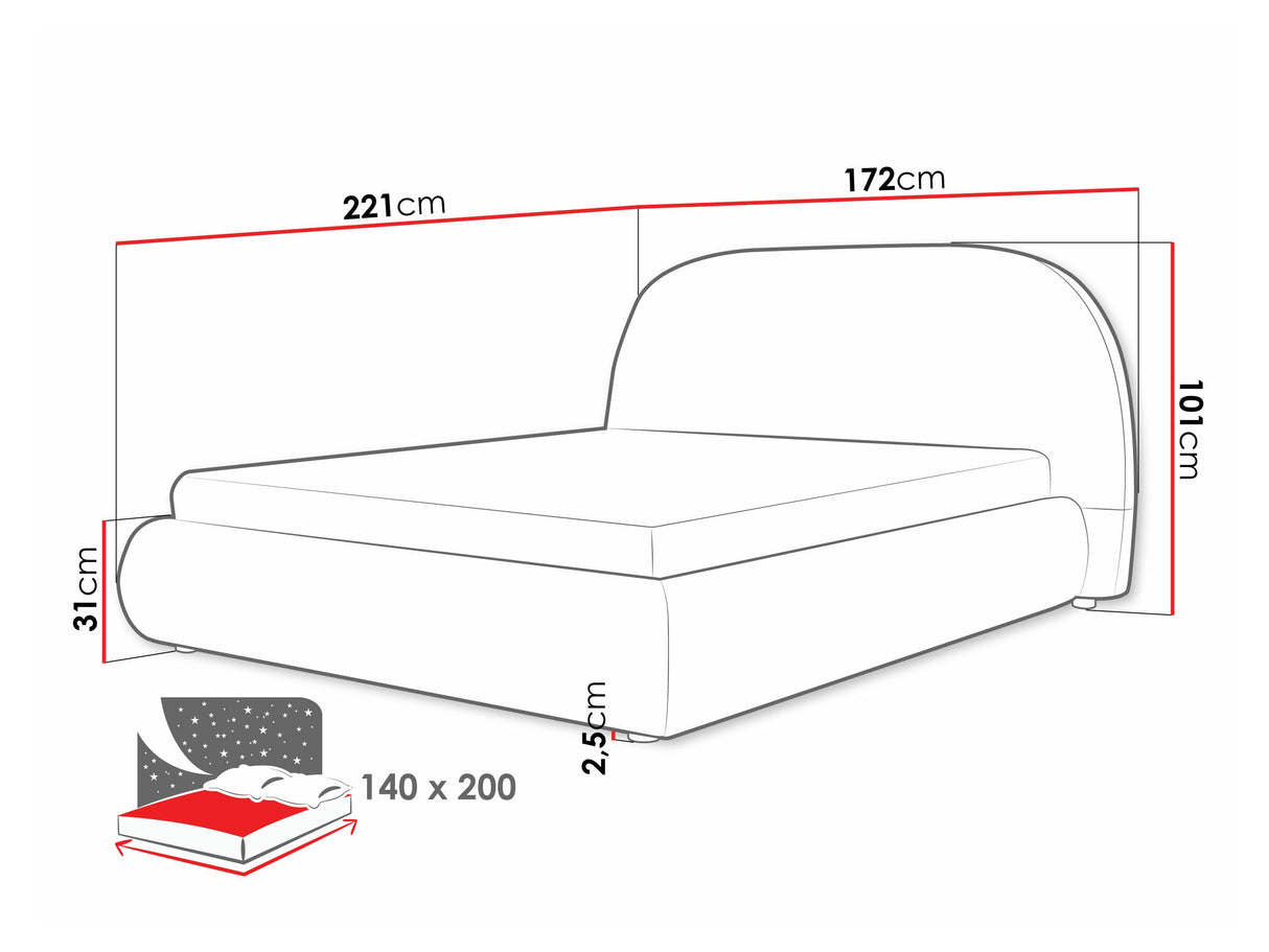 Ágy AKRENIS, Szín: Quelle 01, Alvó felület mérete: 140 x 200 cm