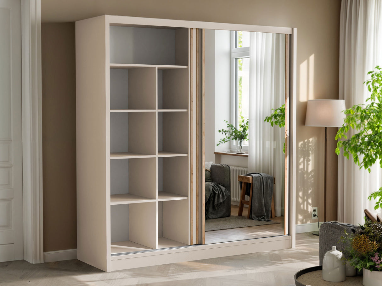 Gardróbszekrény LONDON LUX 203, Szín: Kasmír + Wotan tölgy