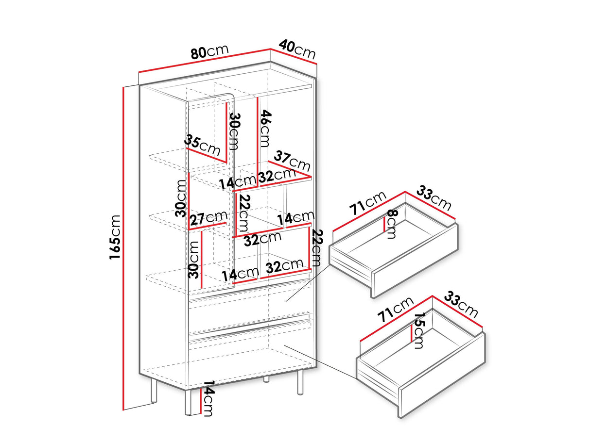 Könyvespolc LUCA SYSTEM 6, Szín: Poros zöld + Tölgy