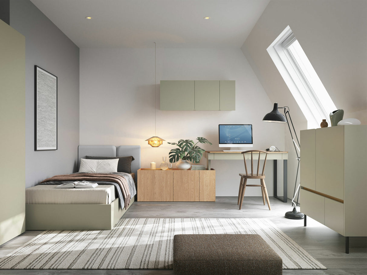 Sarok íróasztal LUCA SYSTEM 10, Szín: Poros zöld + Tölgy