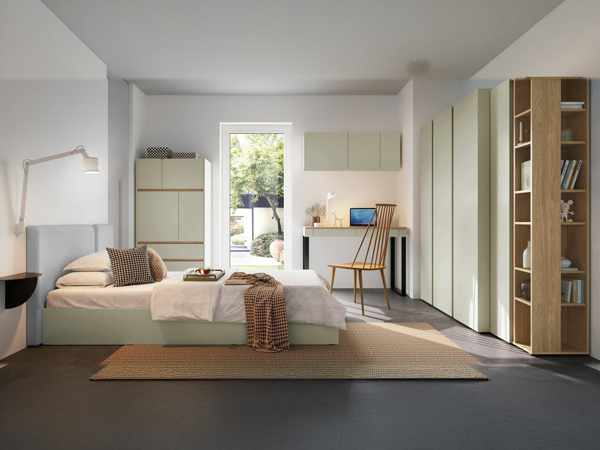 Fali szekrény LUCA SYSTEM 12, Szín: Poros zöld + Tölgy