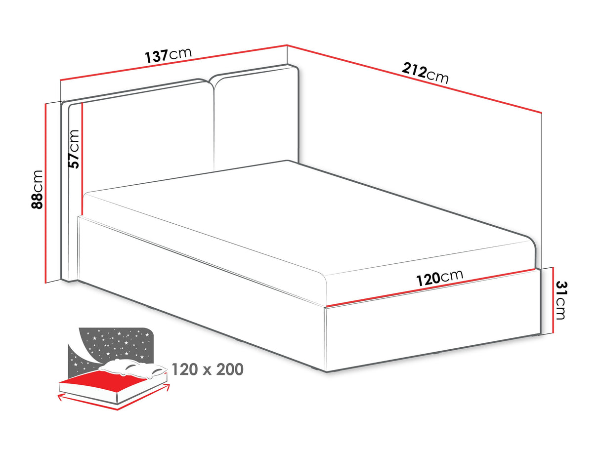 Ágy 90x200/ 120x200 LUCA SYSTEM 13/14, Szín: + Tölgy, Alvó felület mérete: 120 x 200 cm