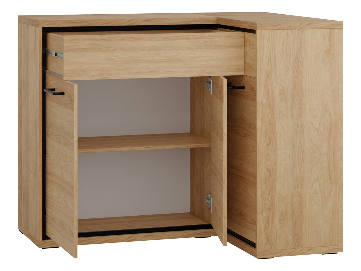 Sarok komód MEDIOLAN 15 K (Sarged SR15 K), Szín: Világos fa + Tölgy, -világítás: Nem, Lábak: Igen 4431744