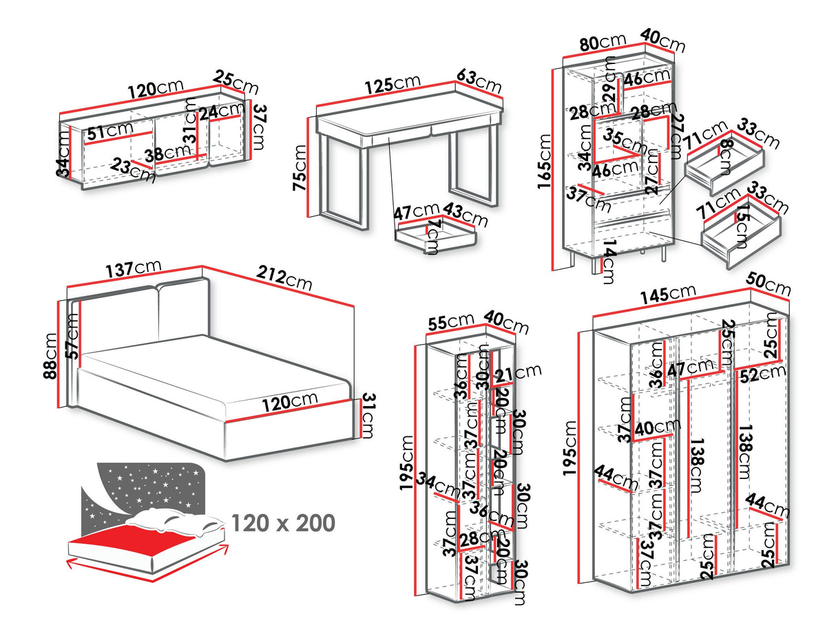 Hálószoba garnitúra LUCA I, Szín: Poros zöld + Tölgy