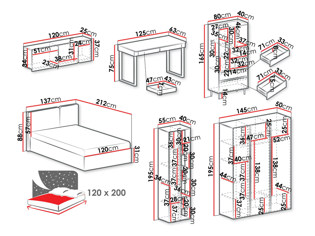 Bútorkészlet LUCA III, Szín: + Tölgy