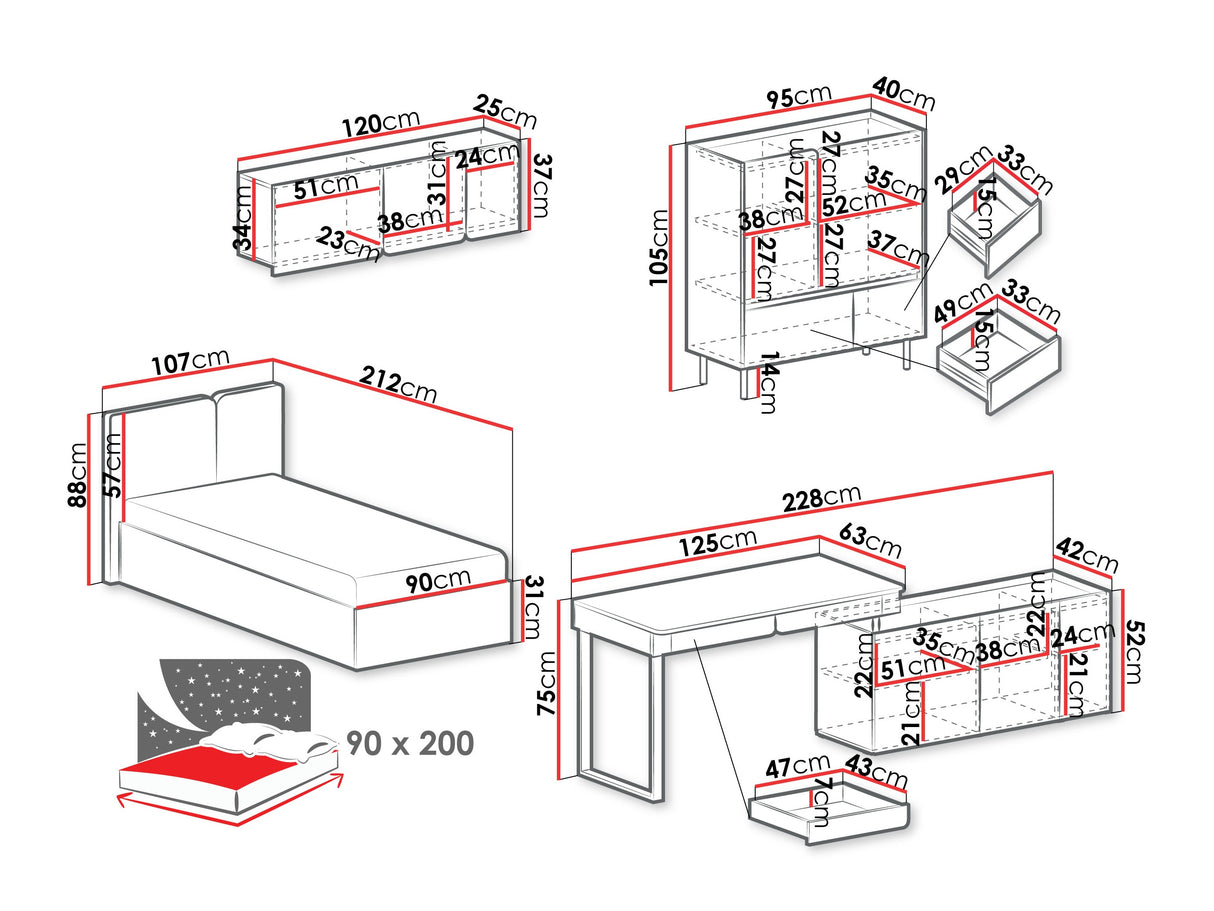 Bútorkészlet LUCA II, Szín: + Tölgy