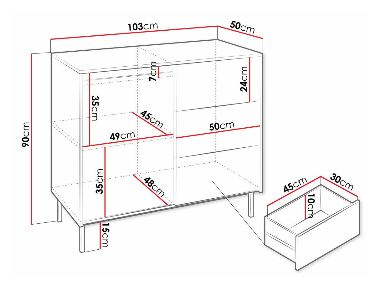 Komód 1D3SZ OZMI, Szín: Kasmír 4436652
