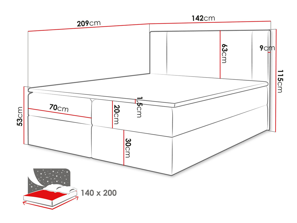 Kontinentális ágy MICHELLE + topper M, Szín: Manila 02, Alvó felület mérete: 140 x 200 cm 4439420