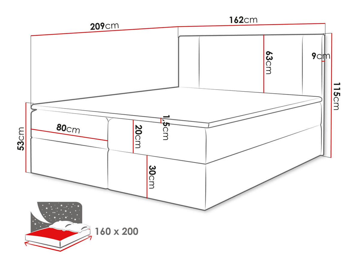 Kontinentális ágy MICHELLE + topper M, Szín: Manila 16, Alvó felület mérete: 160 x 200 cm 4439435