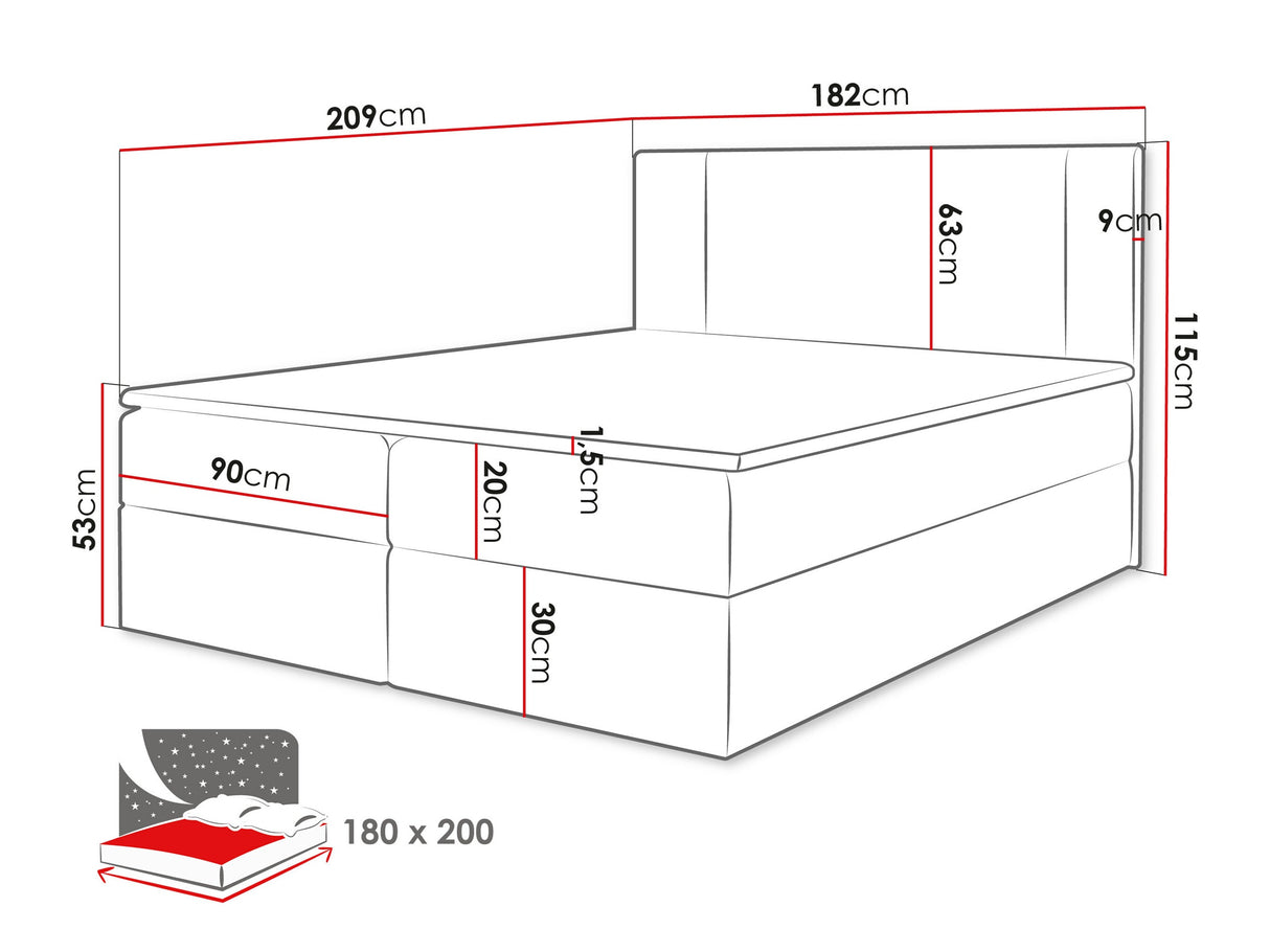 Kontinentális ágy MICHELLE + topper M, Szín: Manila 14, Alvó felület mérete: 180 x 200 cm 4439441