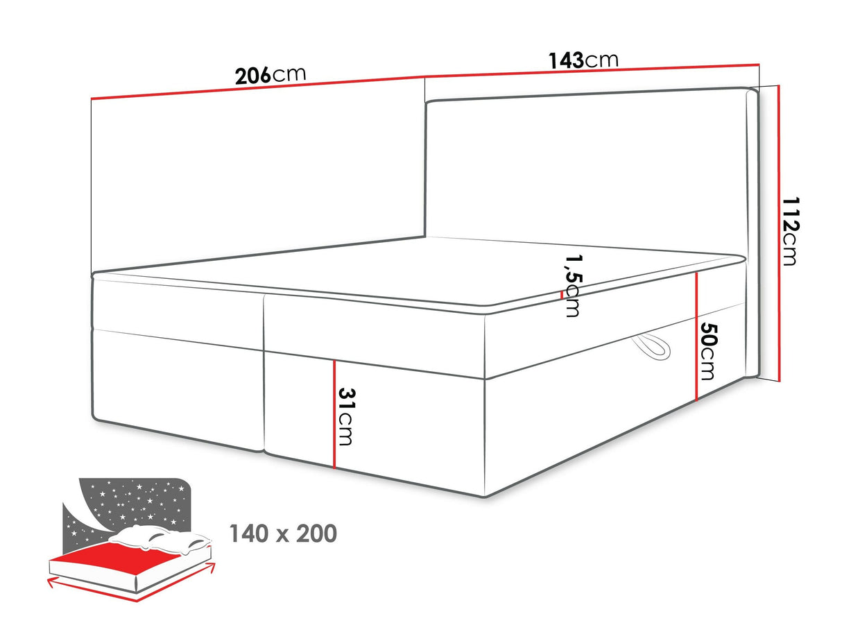 Kontinentális ágy WOKIO, Szín: Ambience 01, Alvó felület mérete: 140 x 200 cm 4439460