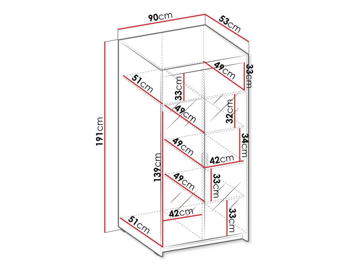 Gardróbszekrény ELENA 2D, Szín: