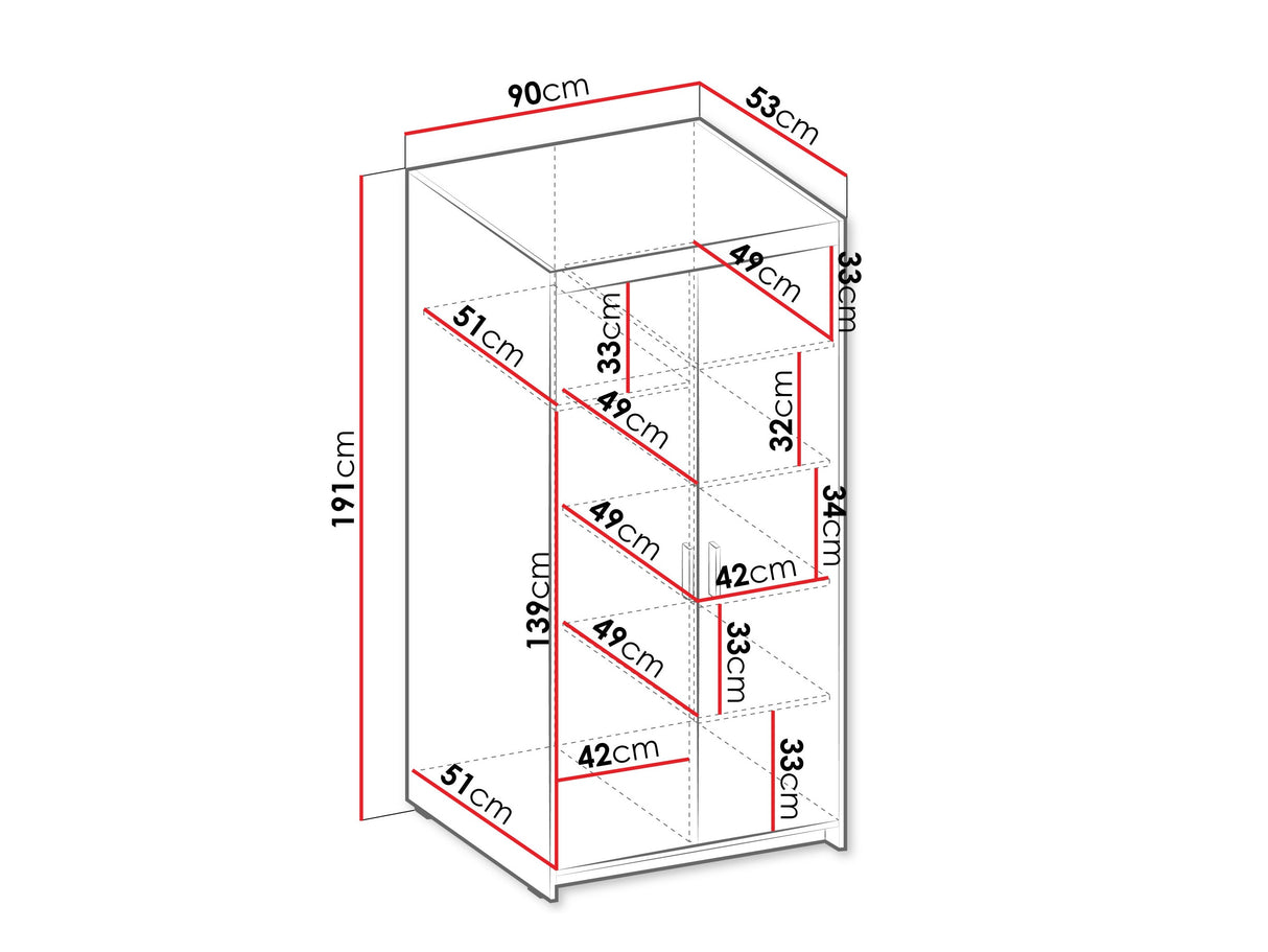 Gardróbszekrény Elena (Melen 2D), Szín: