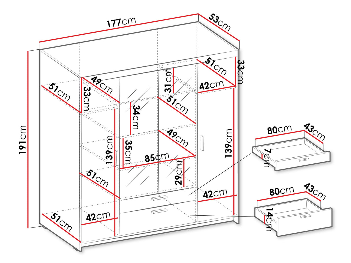 Gardróbszekrény ELENA (Melen 4D) III, Szín:
