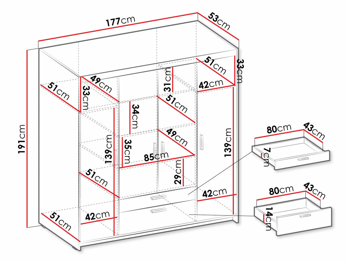 Gardróbszekrény ELENA (Melen 4D) II, Szín: Sonoma tölgy 4451345