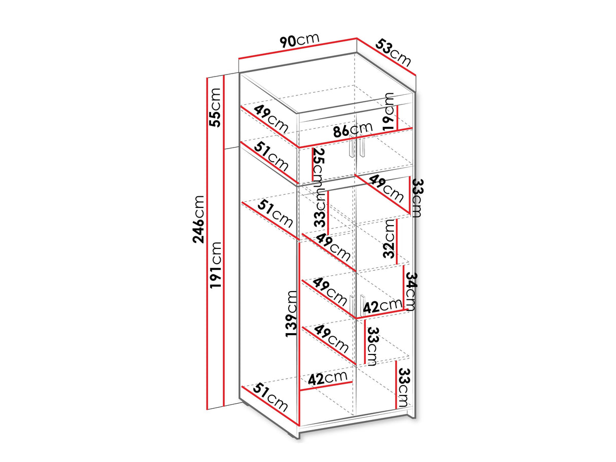 Gardróbszekrény ELENA (Melen 2D) II, Szín: Tölgy