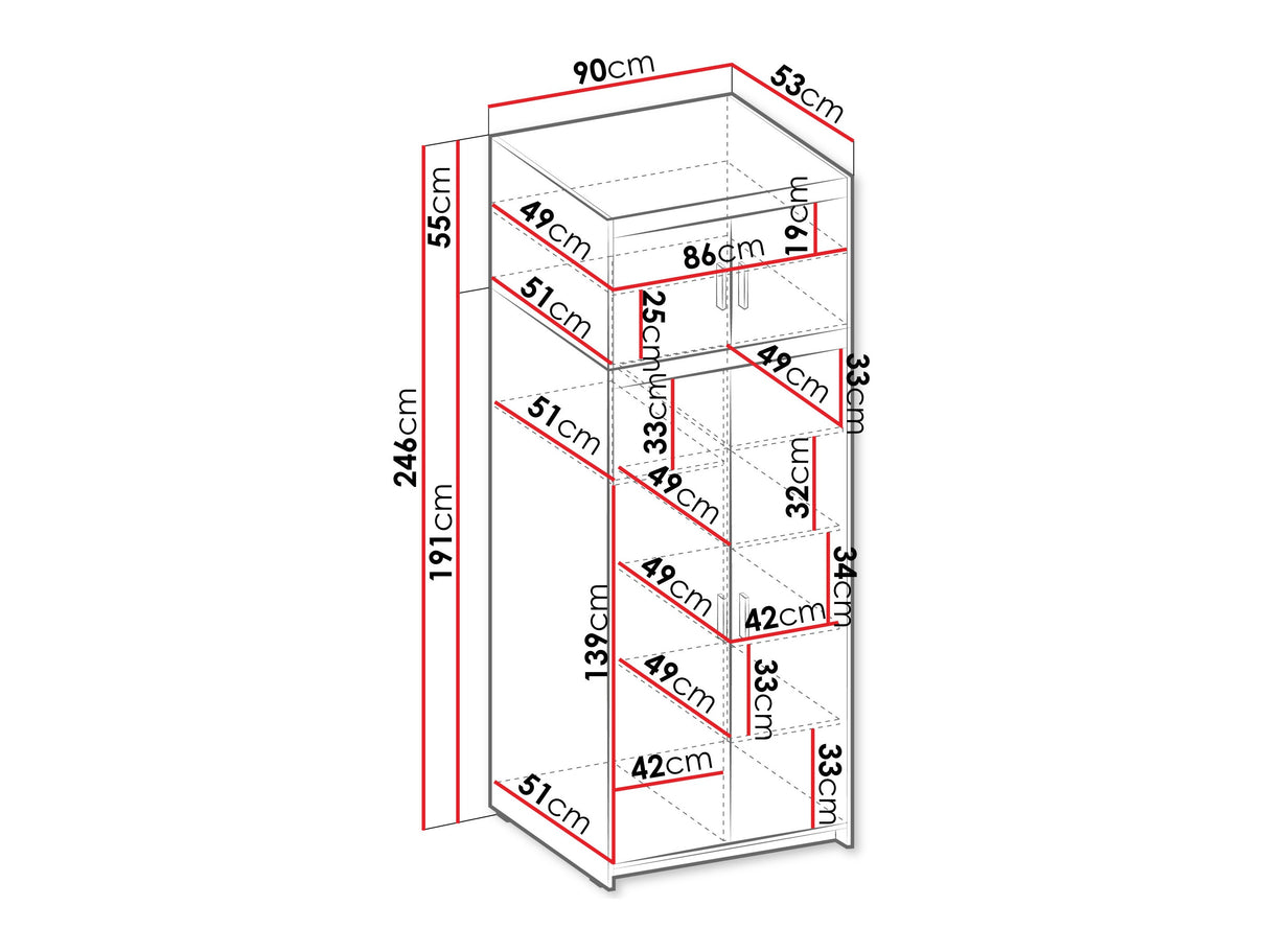 Gardróbszekrény ELENA (Melen 2D) II, Szín: