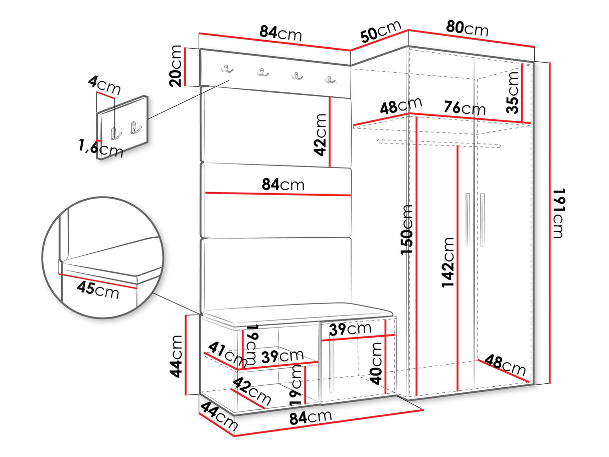 Előszoba garnitúra Garderoba MEDI I, Keret színe: Kasmír, Puha falpanel színe: Manila 09 4451616