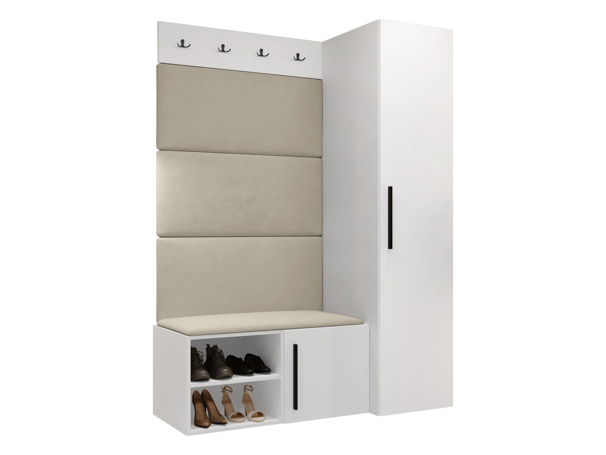 Előszoba garnitúra Garderoba MEDI II, Keret színe: Fehér, Puha falpanel színe: Manila 02 4451676