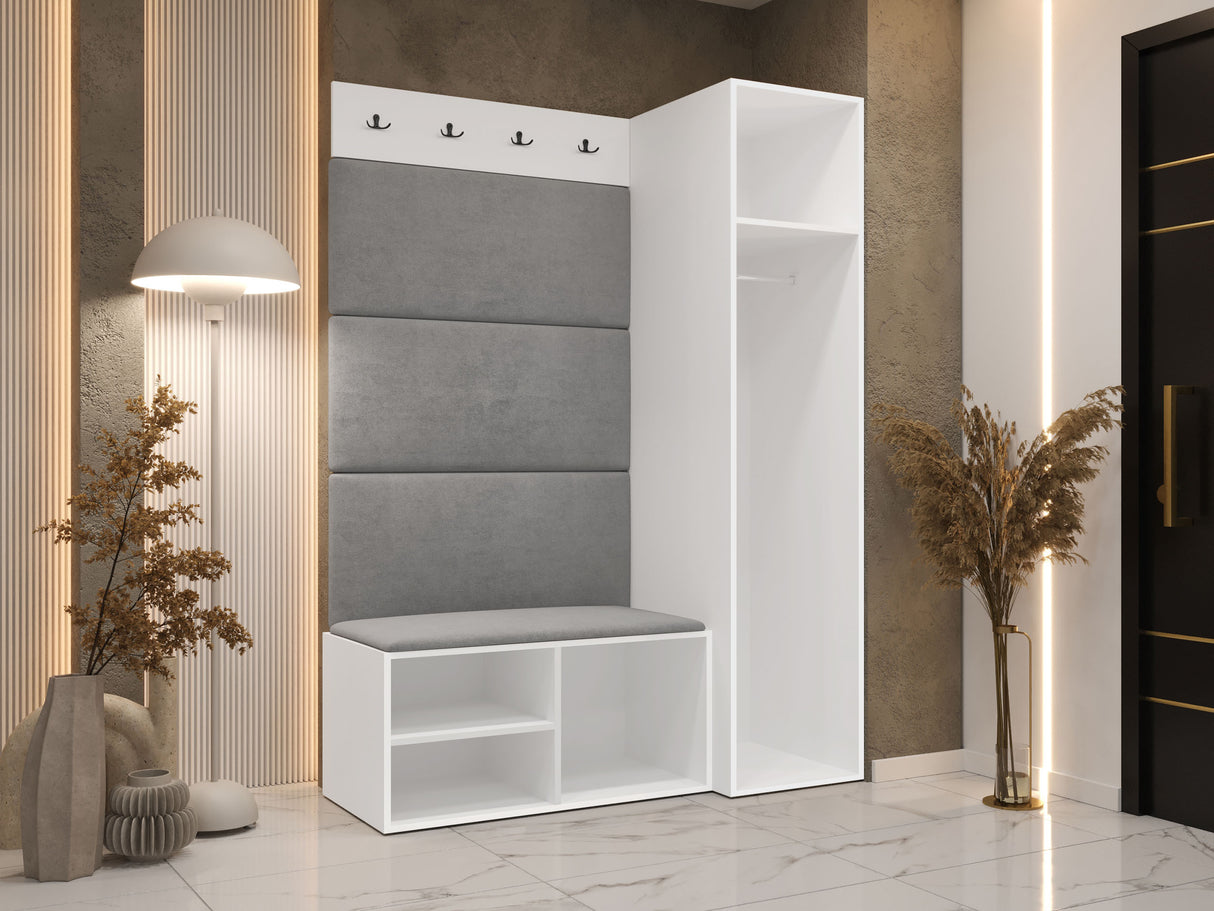 Előszoba garnitúra Garderoba MEDI II, Keret színe: Fehér, Puha falpanel színe: Manila 02 4451742