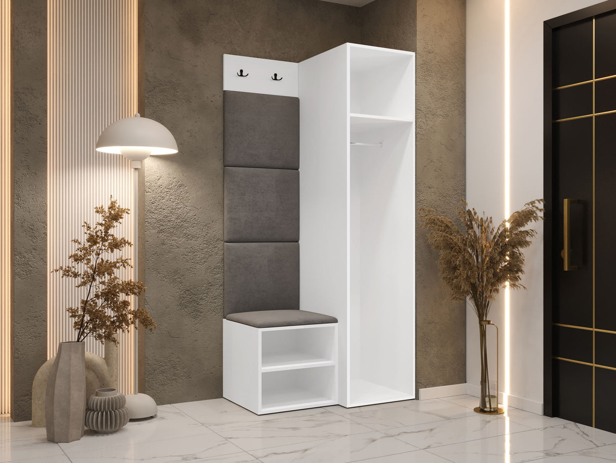 Előszoba garnitúra Garderoba MEDI III, Keret színe: Fehér, Puha falpanel színe: Manila 02 4451908