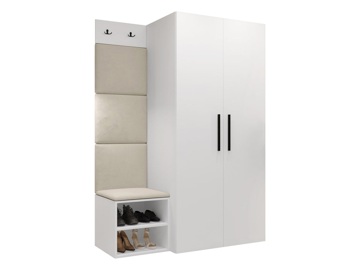 Előszoba garnitúra Garderoba MEDI IV, Keret színe: Fehér, Puha falpanel színe: Manila 02 4452009