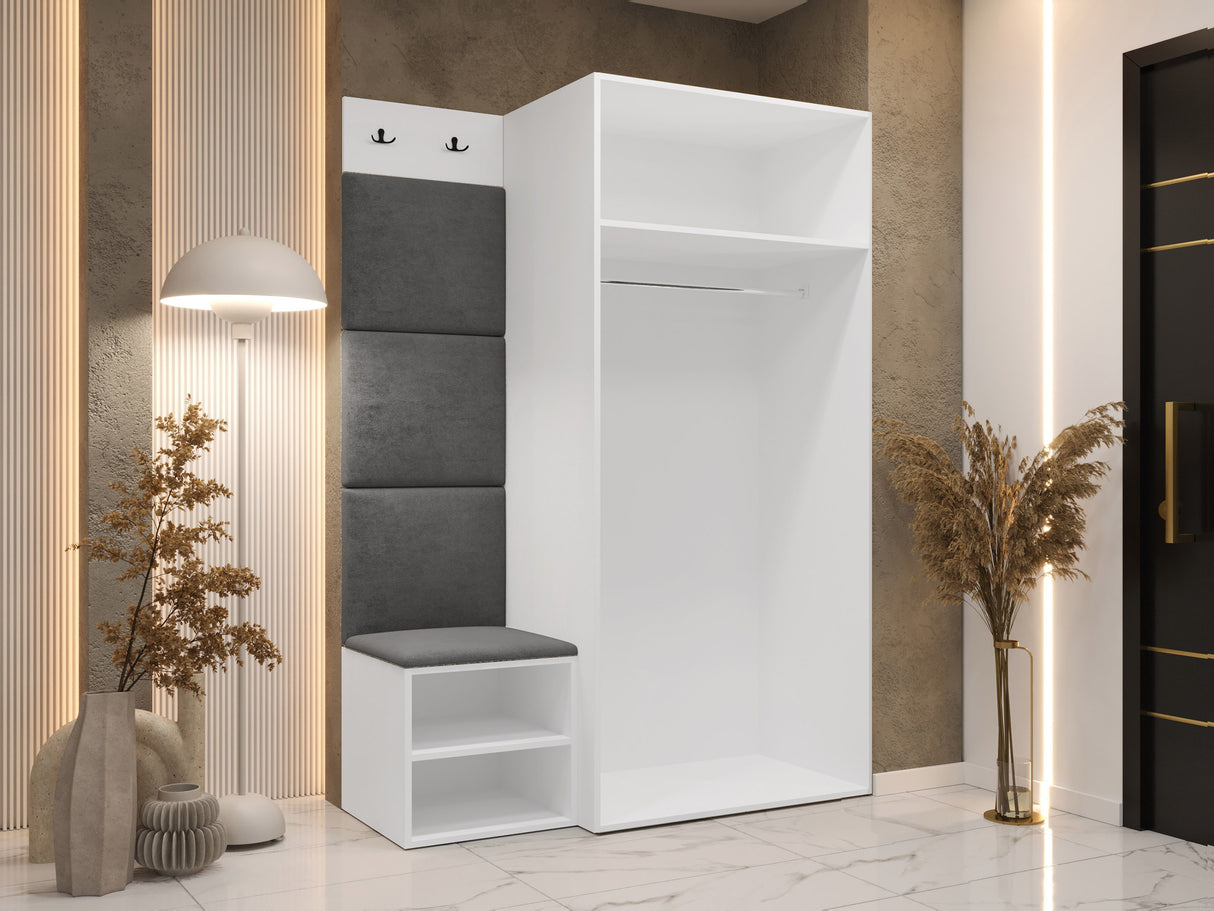 Előszoba garnitúra Garderoba MEDI IV, Keret színe: Fehér, Puha falpanel színe: Manila 02 4452074