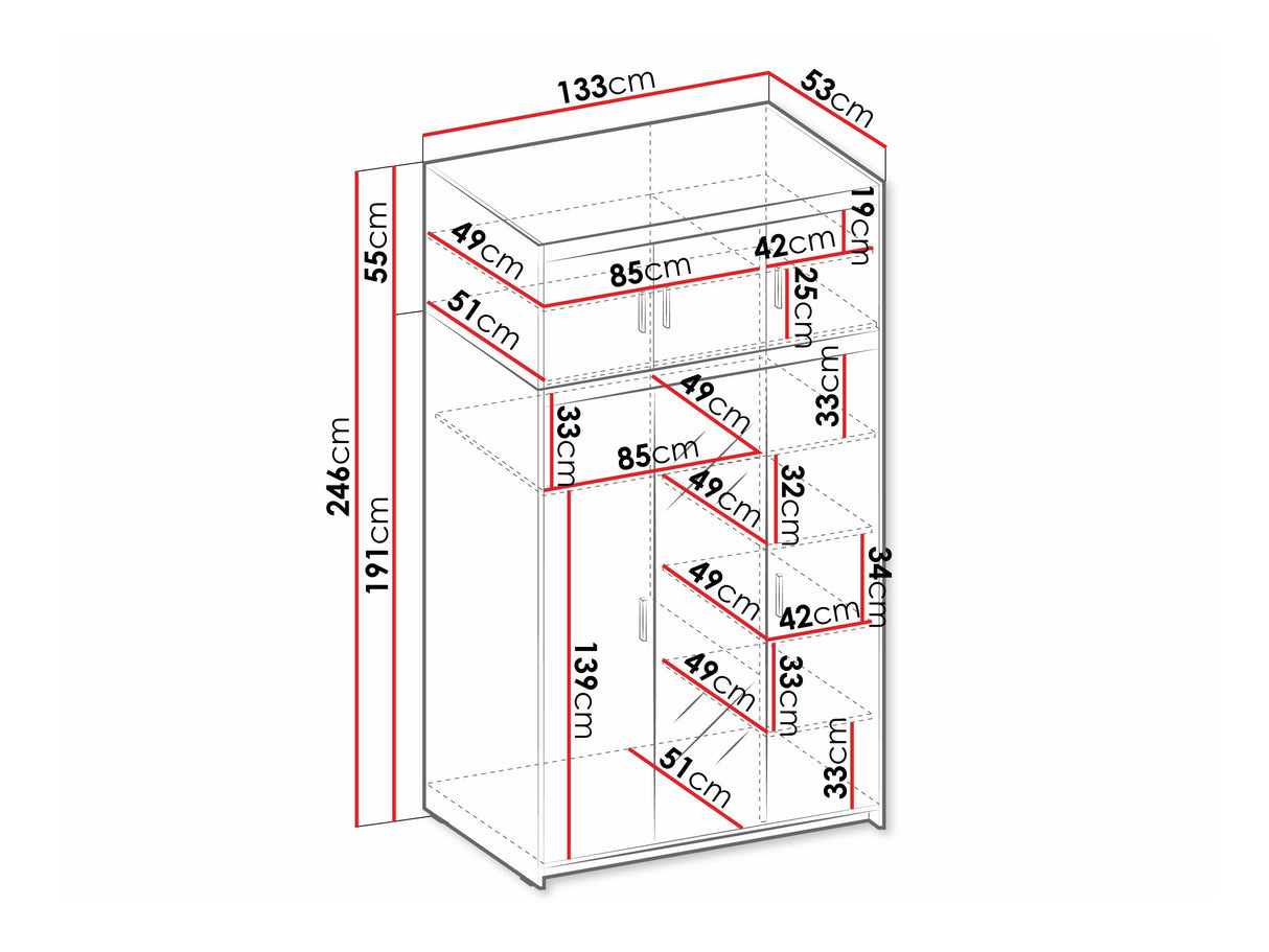 Gardróbszekrény ELENA (Melen 3D) IV, Szín: Fehér 4452848