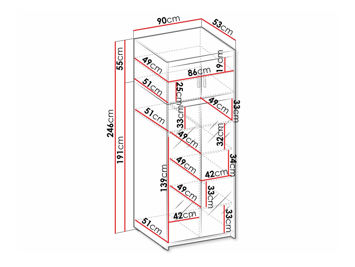 Gardróbszekrény ELENA 2D +, Szín: Sonoma tölgy 4452927