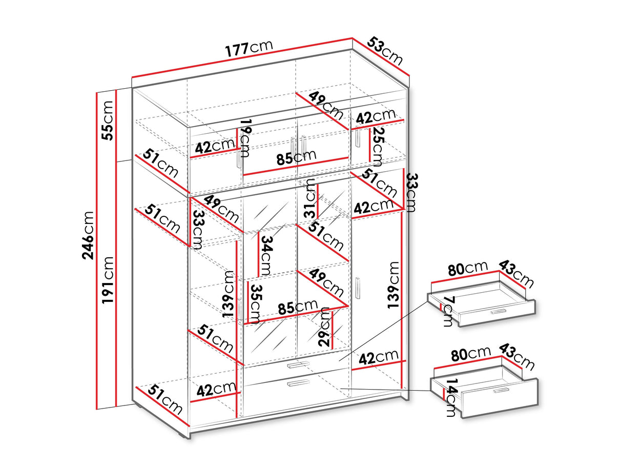 Gardróbszekrény Elena (Melen 4D) IV, Szín: