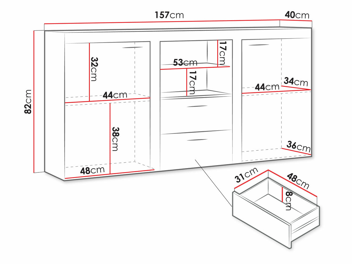 Komód Rumba (Rodos), -világítás: Igen, Szín: Lefkas tölgy 4455664