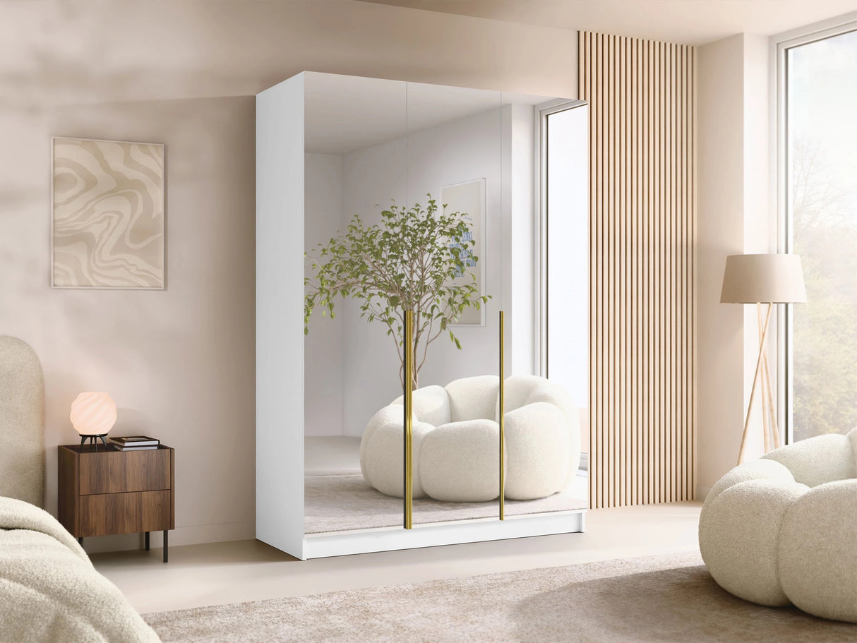 Gardróbszekrény CALIA III, Szín: Fehér + Aranysárga 4462313