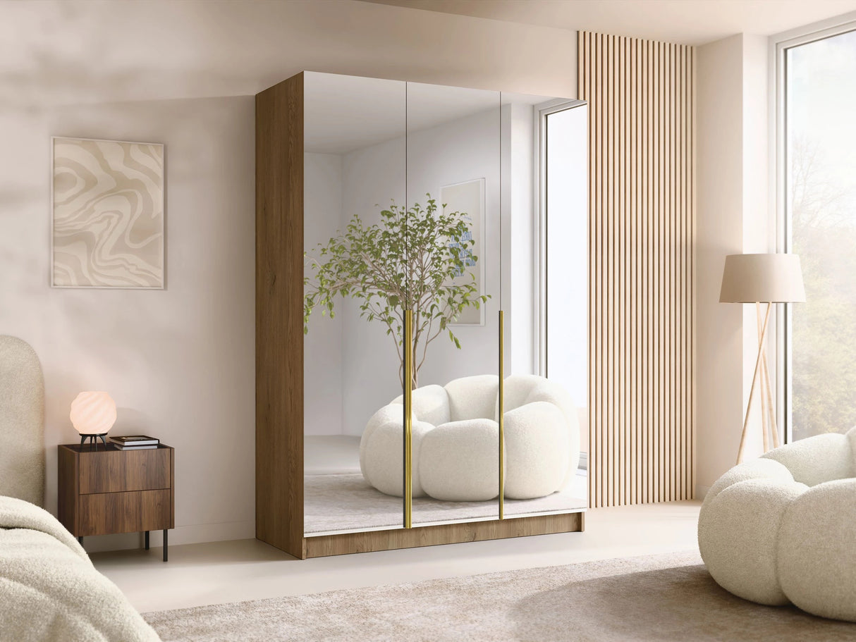 Gardróbszekrény CALIA III, Szín: Világos fa + Aranysárga 4462319