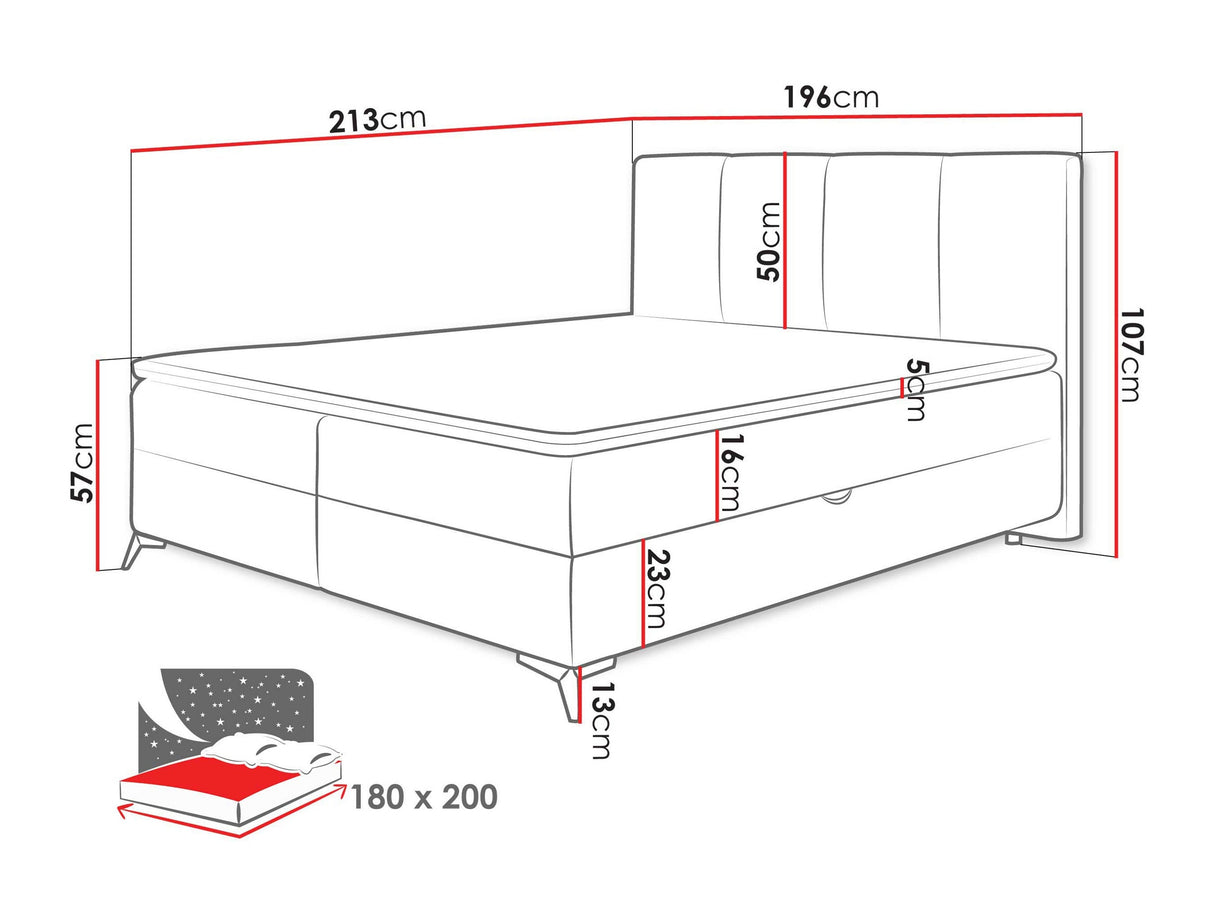 Kontinentális ágy ECO BIS, Szín: Vibe 86, Alvó felület mérete: 180 x 200 cm