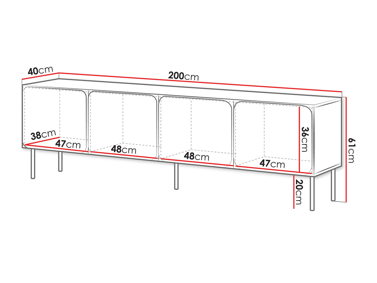 TV-állvány RTV 200 4D Rafael, Szín: Vörös toszkán