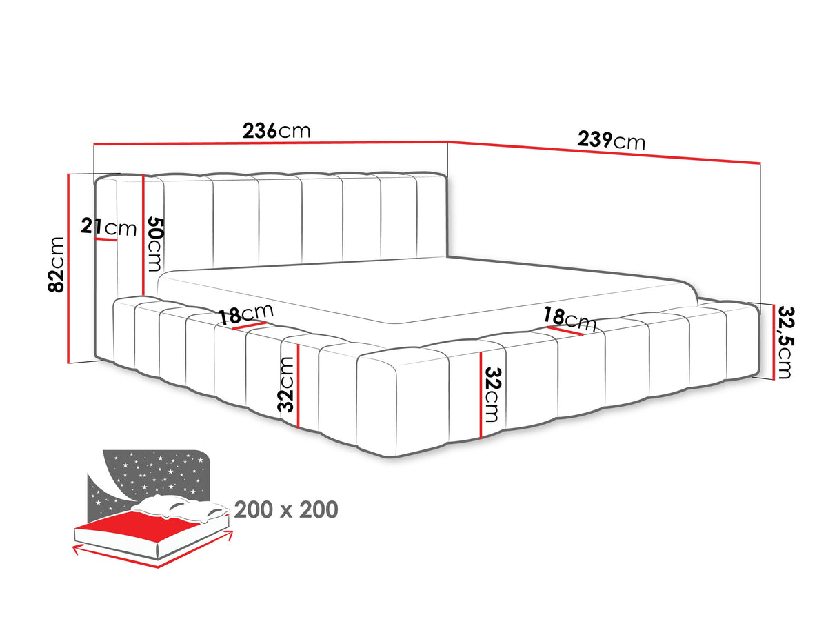 Ágy MAKIRA, Szín: 02, Alvó felület mérete: 200 x 200 cm
