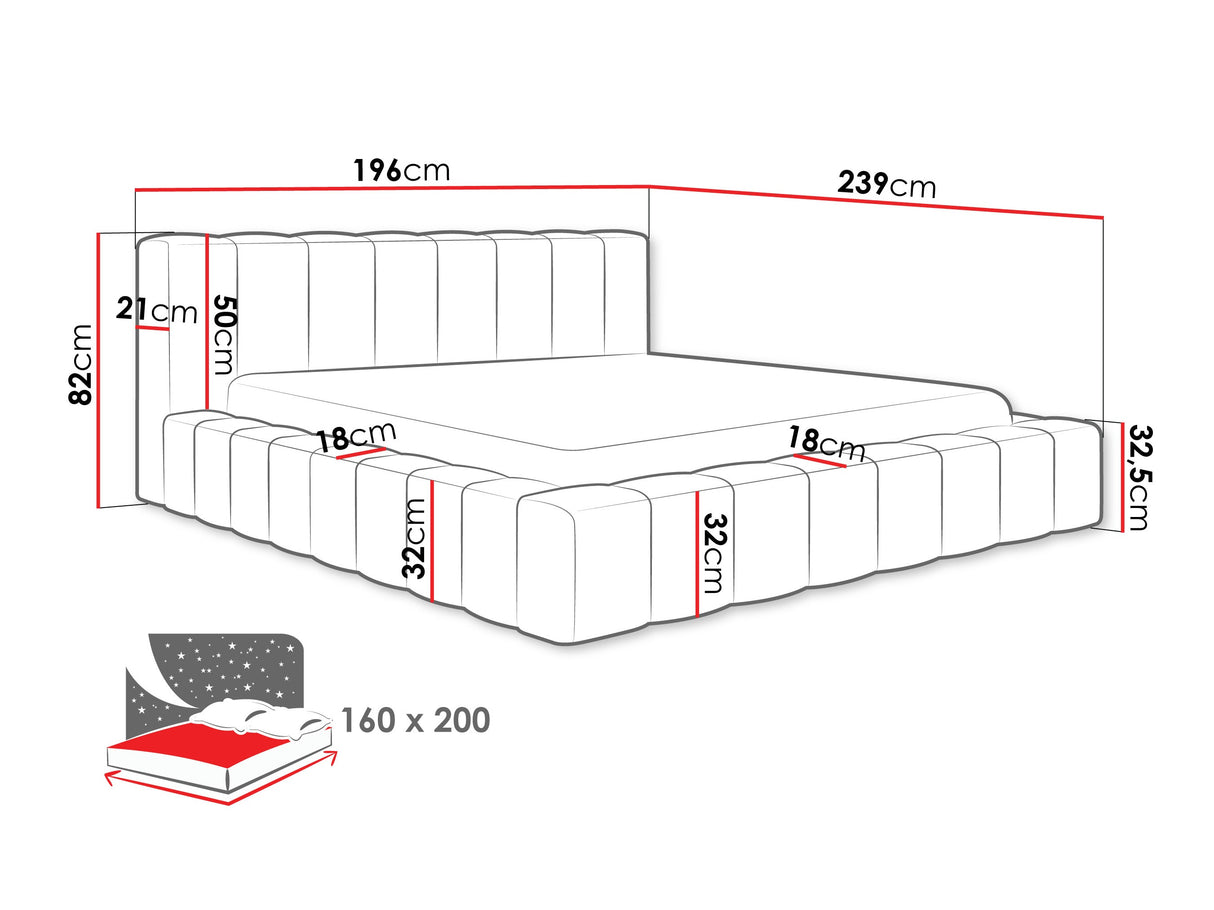 Ágy MAKIRA, Szín: Kronos 38, Alvó felület mérete: 160 x 200 cm