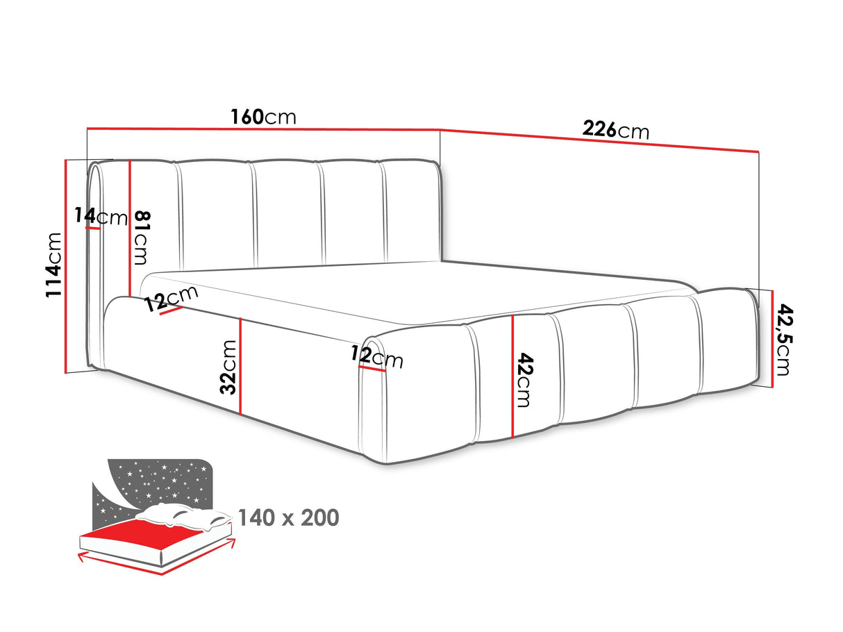 Ágy LEWIS, Szín: 02, Alvó felület mérete: 140 x 200 cm