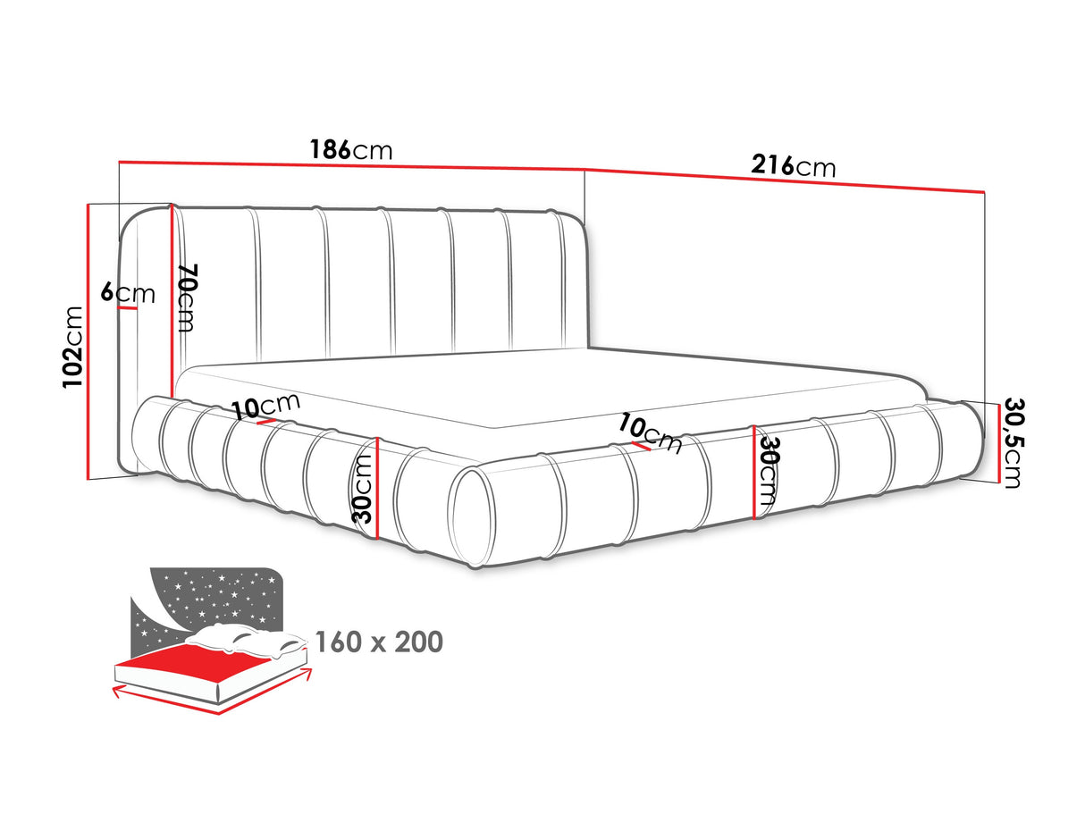 Ágy SLIM XI ślizgi, Szín: 02, Alvó felület mérete: 160 x 200 cm