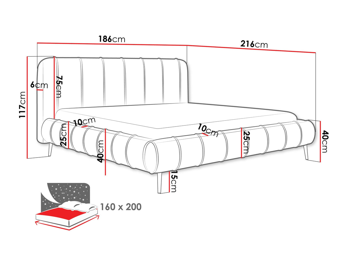Ágy SLIM XI złote nemgi, Szín: Kronos 07, Alvó felület mérete: 160 x 200 cm