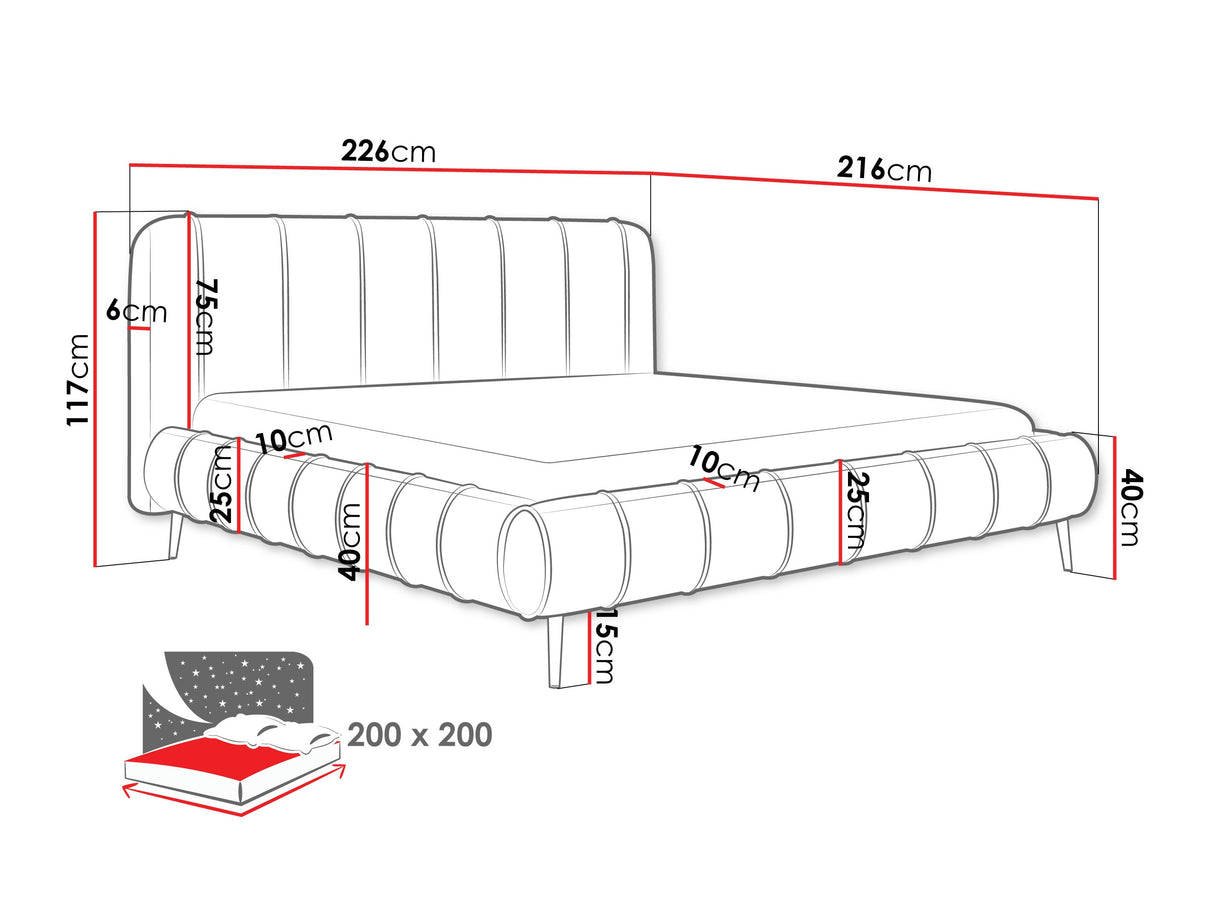 Ágy SLIM XI złote nemgi, Szín: Kronos 29, Alvó felület mérete: 200 x 200 cm