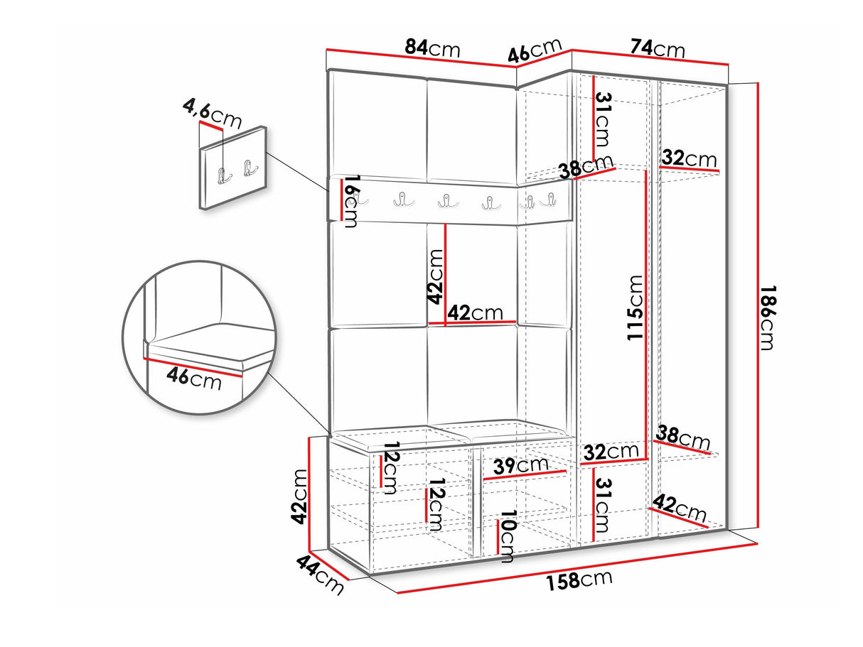 Előszoba garnitúra ORION III (Tavasz III), Keret színe: Grafit, Puha falpanel színe: Manila 02 4470360