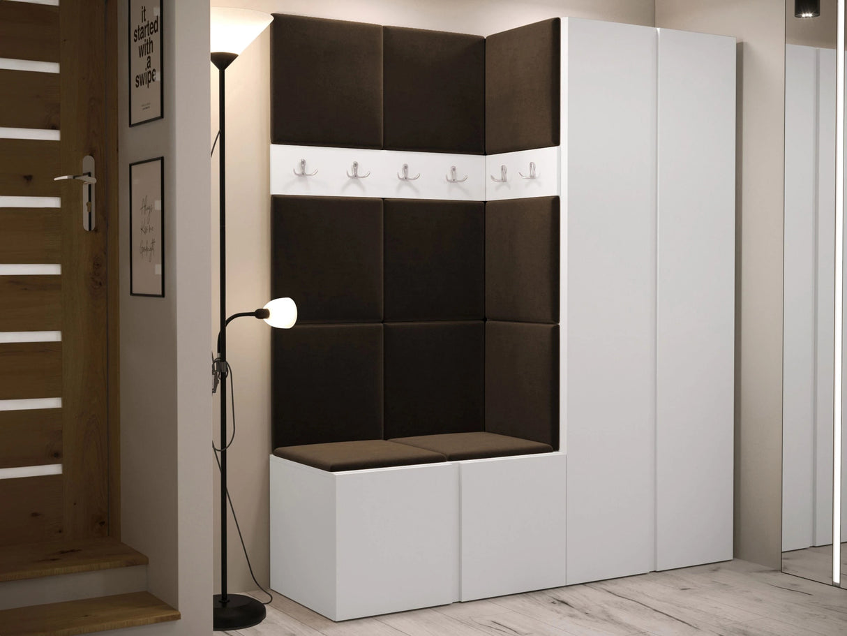 Előszoba garnitúra ORION III (Tavasz III), Keret színe: Fehér, Puha falpanel színe: Manila 04 4470437