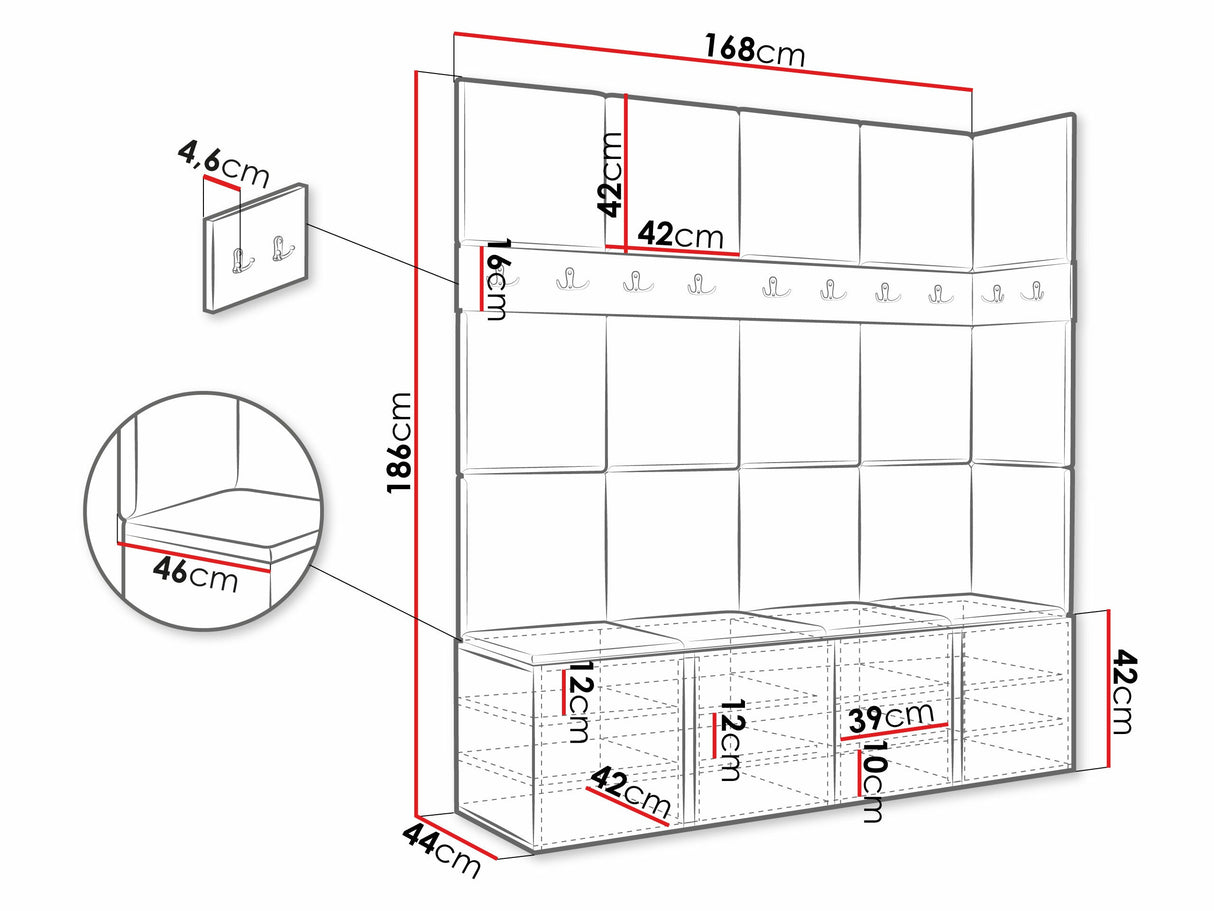 Előszoba garnitúra ORION II (Tavasz II), Keret színe: Fehér, Puha falpanel színe: Manila 26 4470946