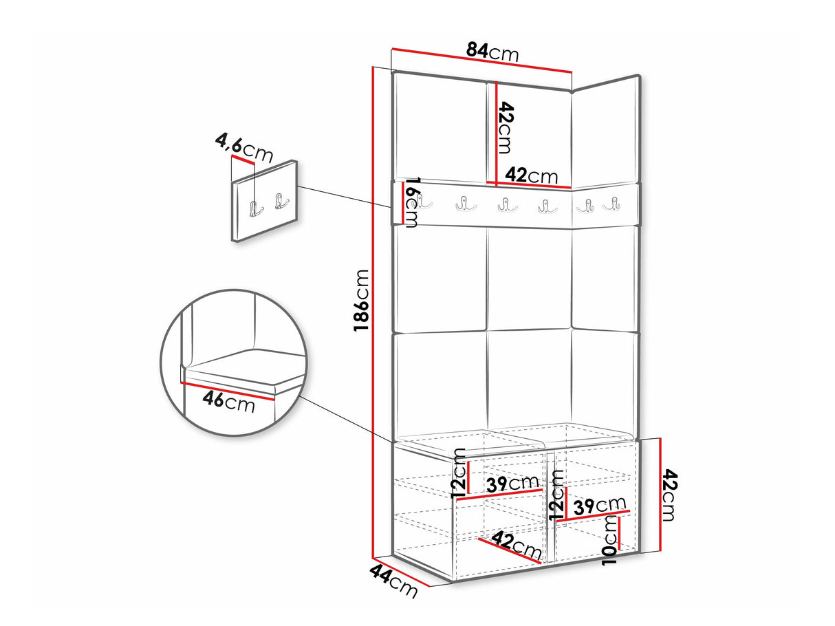 Előszoba garnitúra ORION I (Tavasz I), Keret színe: Artisan tölgy, Puha falpanel színe: Lágy öko-bőr 011 4471707