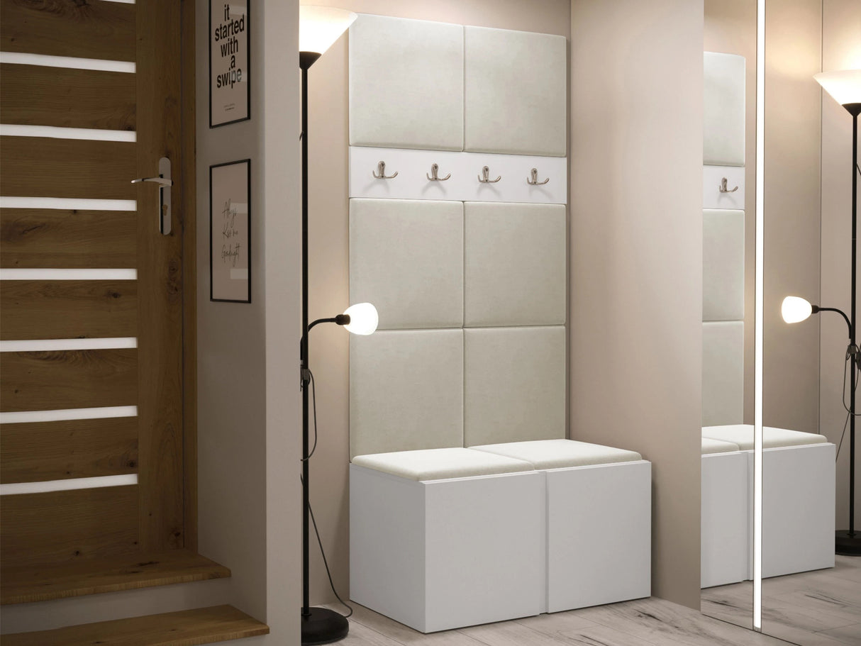 Előszoba garnitúra ORION IV (Tavasz IV), Keret színe: Fehér, Puha falpanel színe: Manila 02 4472681