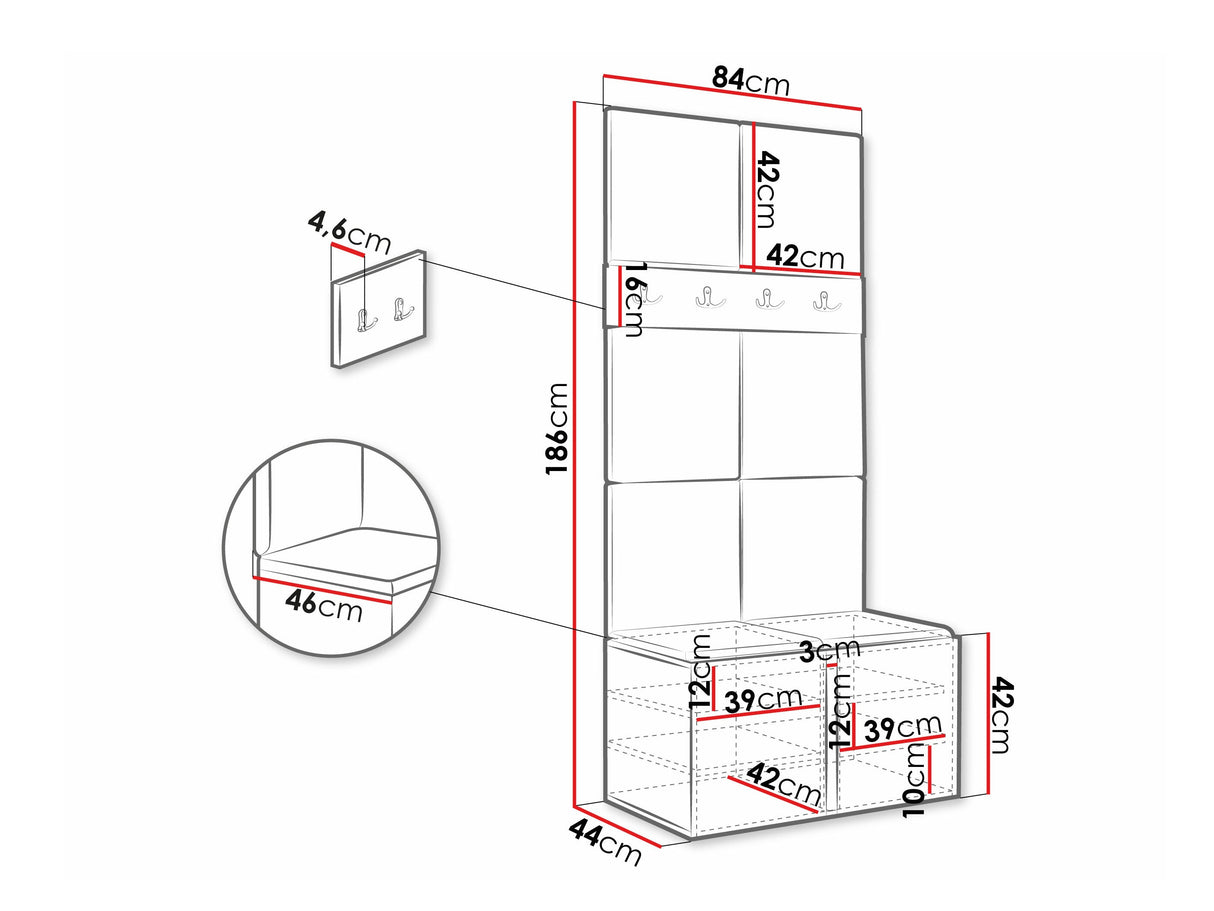 Előszoba garnitúra ORION IV (Tavasz IV), Keret színe: Fehér, Puha falpanel színe: Manila 02 4472682