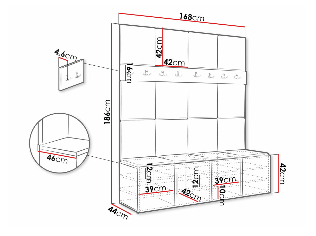 Előszoba garnitúra ORION V (Tavasz V), Keret színe: Fehér, Puha falpanel színe: Manila 02 4473485